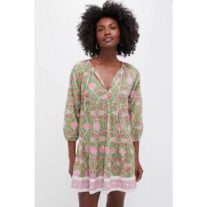 SZ BLOCKPRINTS Exclusive Celery Lisbon Print Priya Dress Size M NWT
